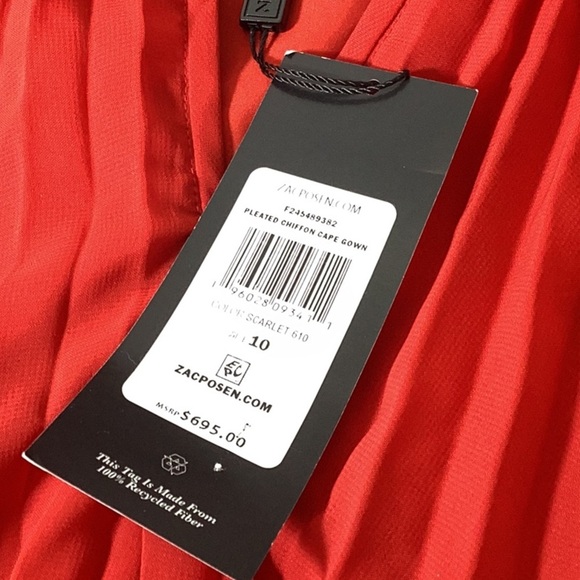 ZAC POSEN
Pleated Chiffon Cape Dress - Picture 15 of 16